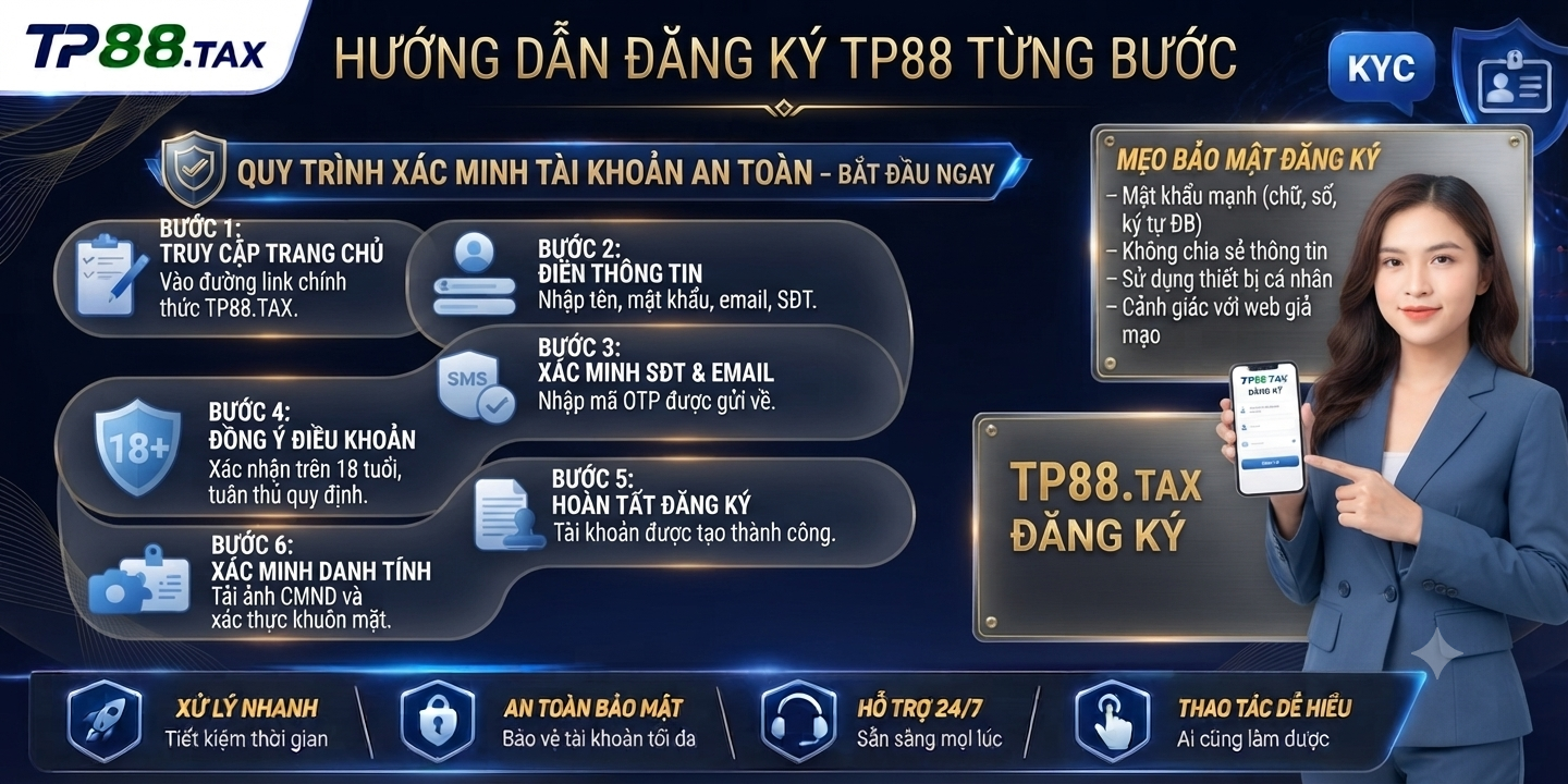 Đăng Ký TP88 – Hướng Dẫn Tạo Và Xác Minh Tài Khoản 1 Hướng dẫn đăng ký TP88 từng bước