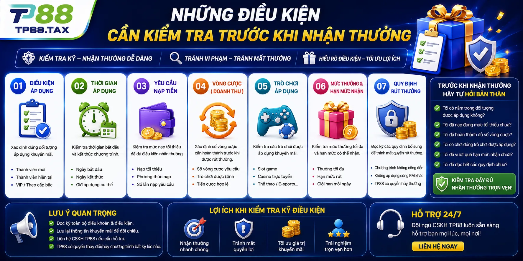 Những điều kiện cần kiểm tra trước khi nhận thưởng