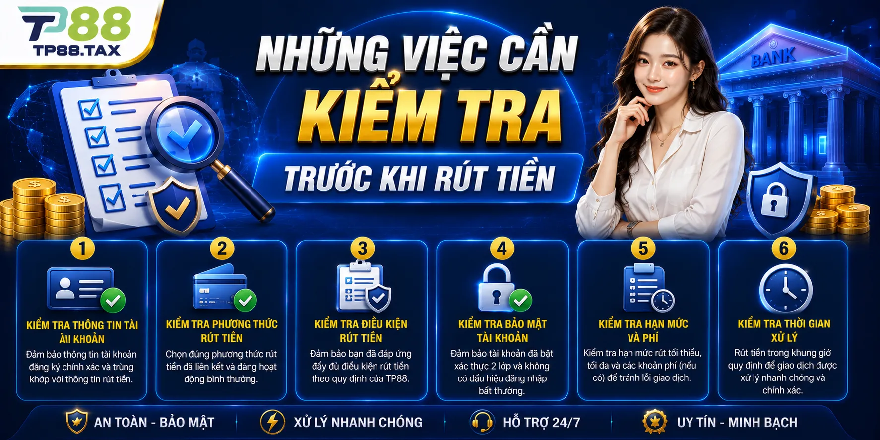 Rút Tiền TP88 – Quy Trình, Điều Kiện Và Thời Gian Xử Lý 1 Những việc cần kiểm tra trước khi rút tiền